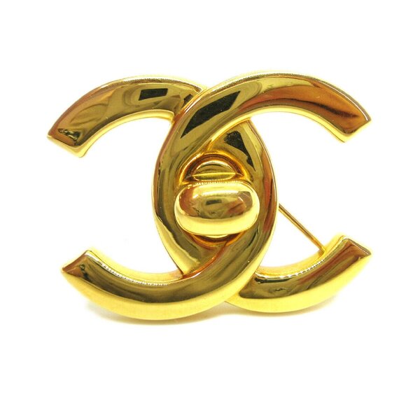 Chanel Turnlock Brooch Pin Gold Large - Picture 1 of 5